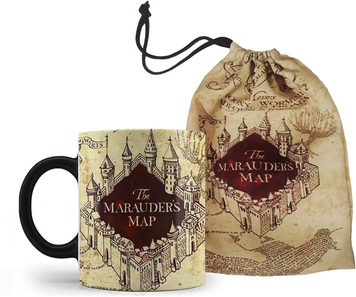 Caneca Mágica + Saquinho Harry Potter Mapa do Maroto