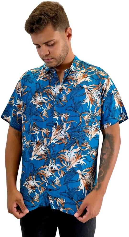 Camisa de Botão Estampada Retrô