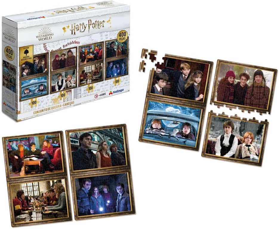 Quebra-Cabeça 4 Cenas Harry Potter 400 Peças Xalingo