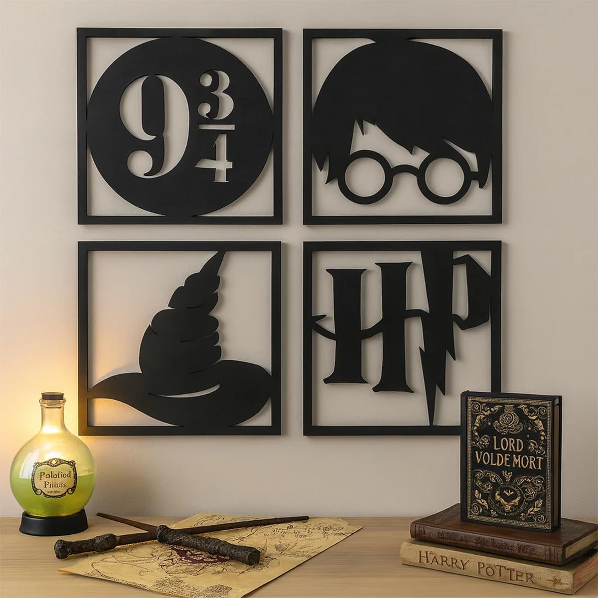 Kit 4 Quadros Decorativos Harry Potter