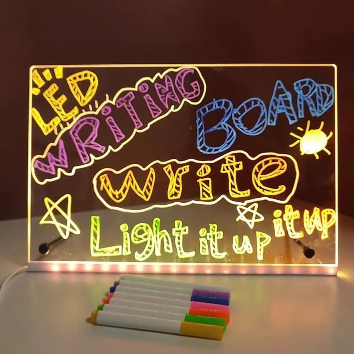 Quadro LED Para Escrita com 7 Canetas