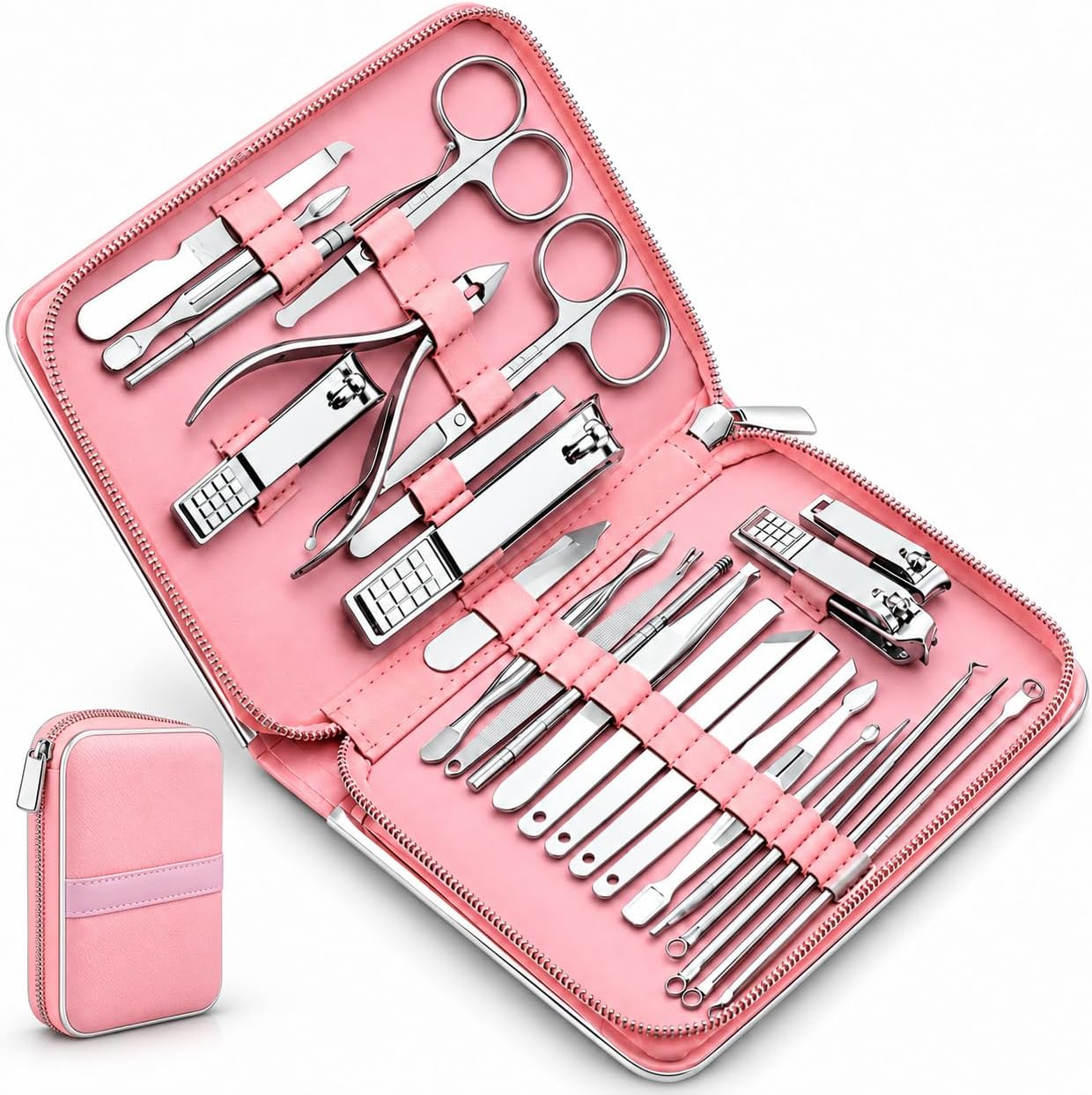 Kit Manicure Pedicure Estojo Rosa