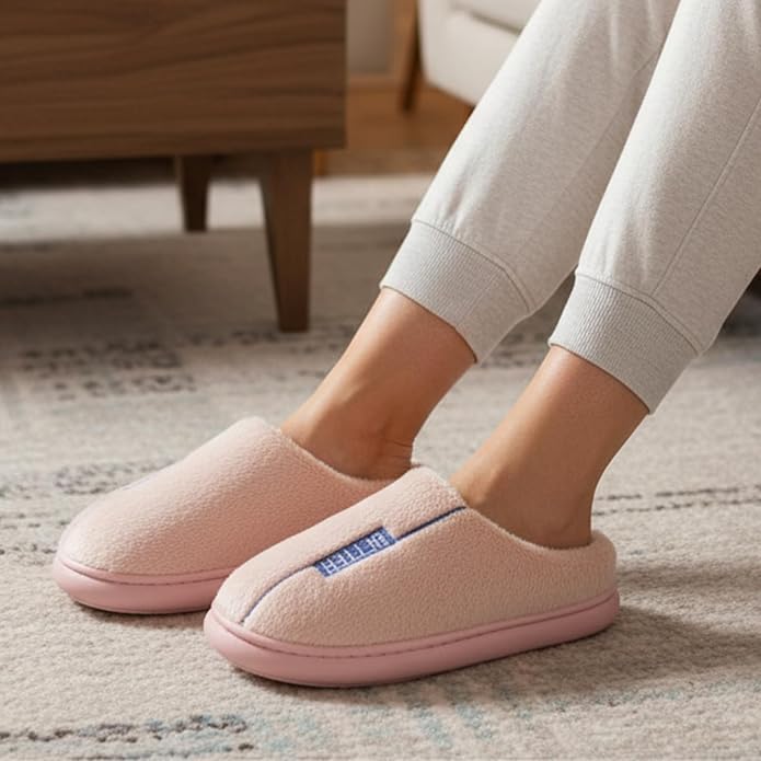Pantufa de Inverno de Feltro com Forro de Pelinho Sintético