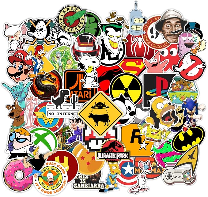 64 Adesivos de Personagens - Nostalgia