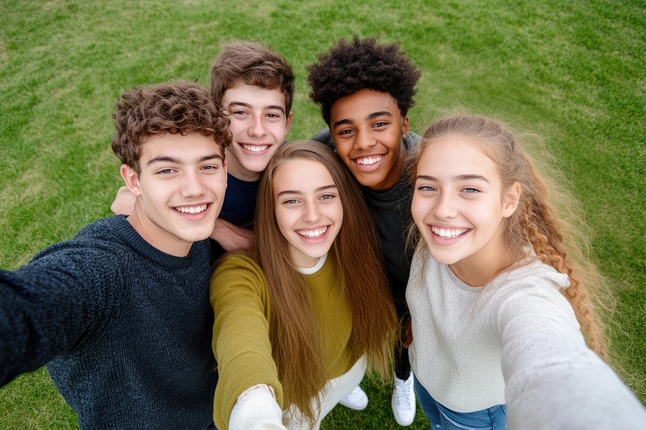 Grupo de jovens descolados tirando selfie - 50 ideias de presentes