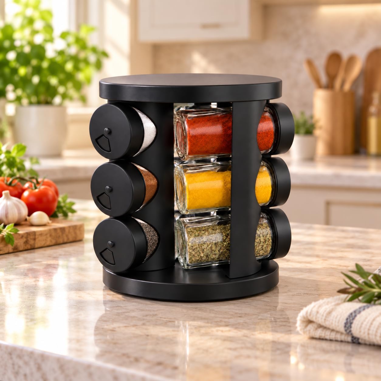 Porta-Temperos Giratório 360° com 9 Potes