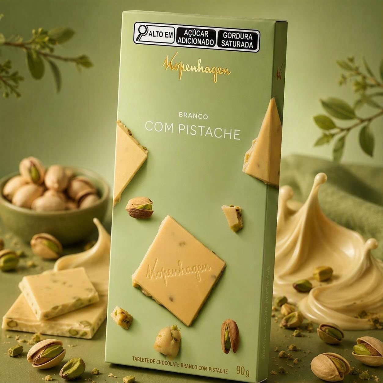 Chocolate Kopenhagen Tablete Branco com Pistache